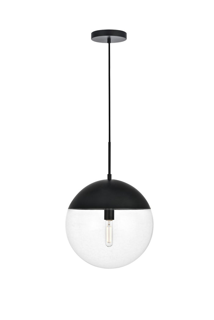 Elegant Lighting One Light Pendant from the Eclipse collection in Black And Clear finish