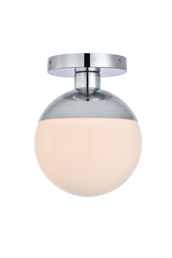 Elegant Lighting One Light Flush Mount from the Eclipse collection in Chrome And Frosted White finish