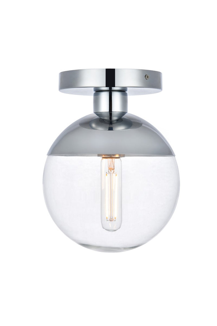 Elegant Lighting One Light Flush Mount from the Eclipse collection in Chrome And Clear finish