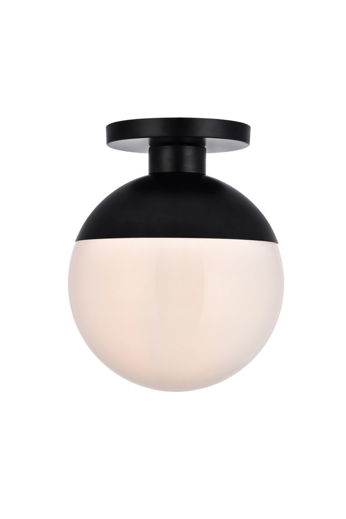 Elegant Lighting One Light Flush Mount from the Eclipse collection in Black And Frosted White finish