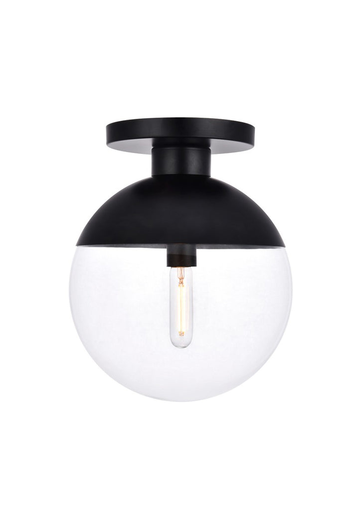 Elegant Lighting One Light Flush Mount from the Eclipse collection in Black And Clear finish