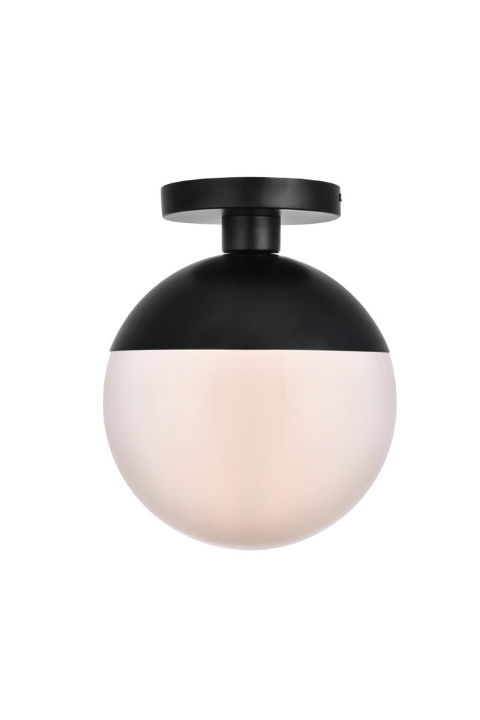 Elegant Lighting One Light Flush Mount from the Eclipse collection in Black And Frosted White finish