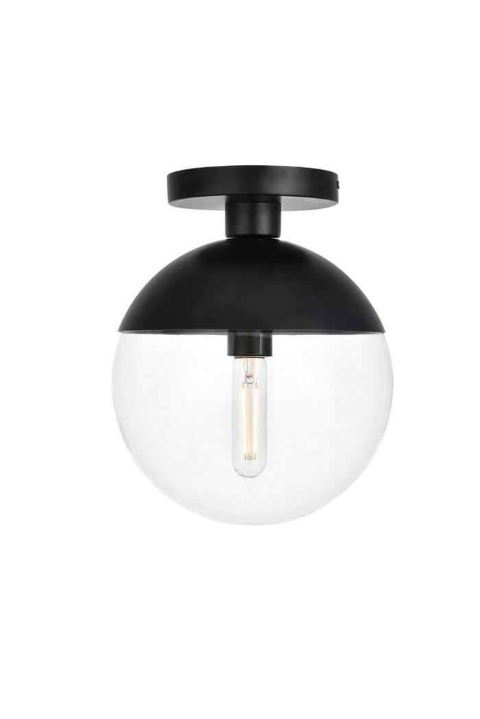 Elegant Lighting One Light Flush Mount from the Eclipse collection in Black And Clear finish