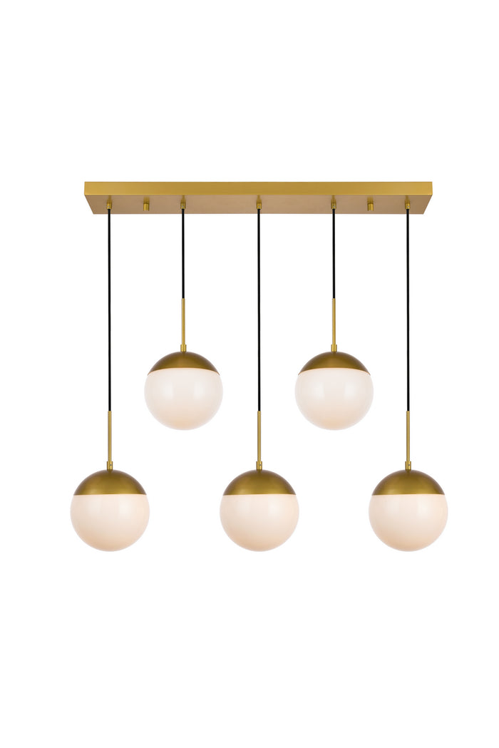 Elegant Lighting - LD6084BR - Five Light Pendant - Eclipse - Brass And Frosted White