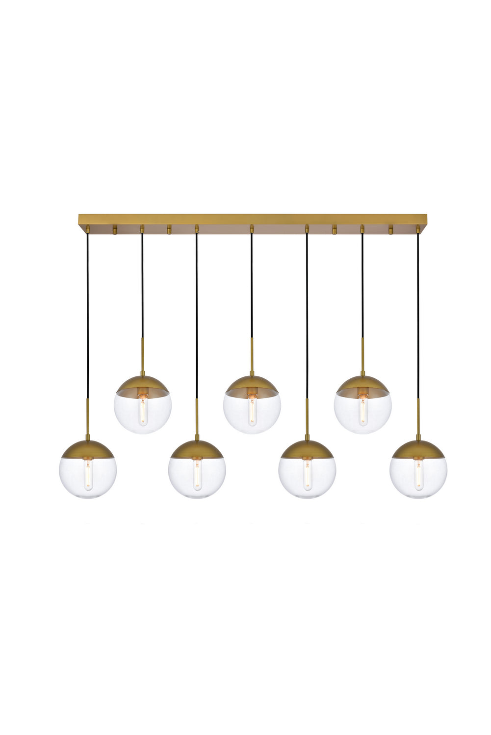 Elegant Lighting - LD6091BR - Seven Light Pendant - Eclipse - Brass And Clear