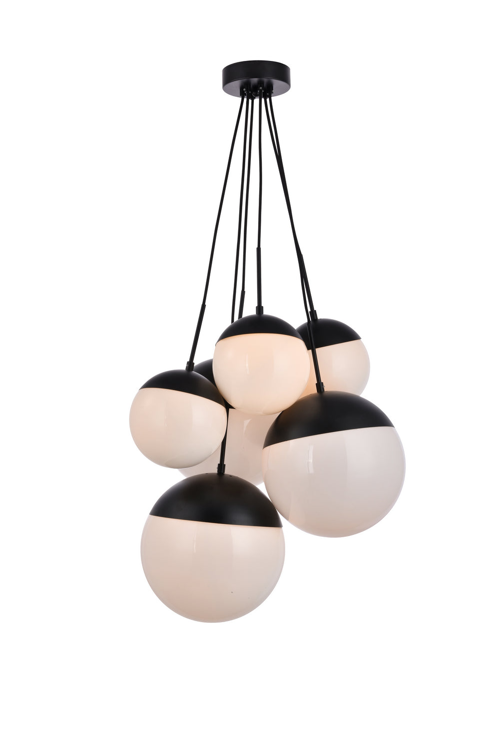 Elegant Lighting - LD6092BK - Six Light Pendant - Eclipse - Black And Frosted White