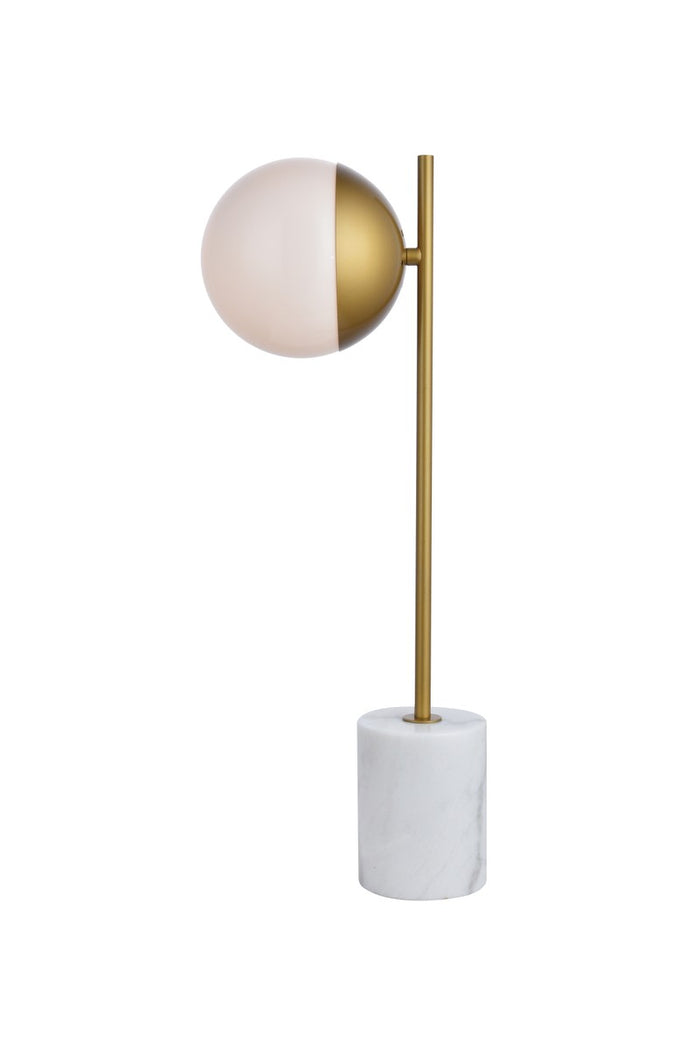 Elegant Lighting One Light Table Lamp from the Eclipse collection in Brass And Frosted White finish