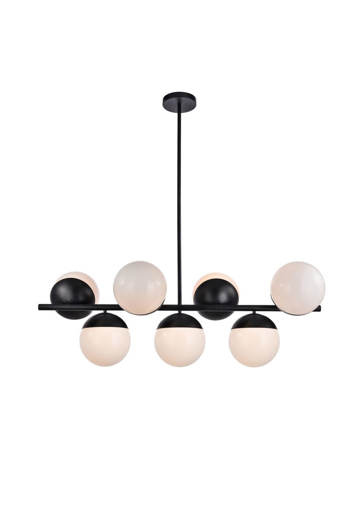 Elegant Lighting Seven Light Pendant from the Eclipse collection in Black And Frosted White finish