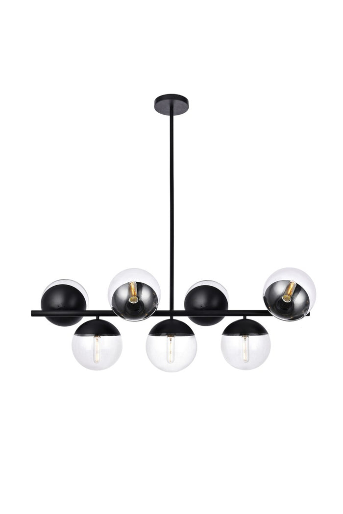 Elegant Lighting Seven Light Pendant from the Eclipse collection in Black And Clear finish