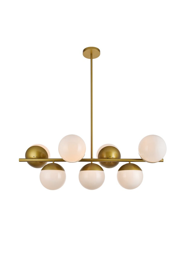 Elegant Lighting Seven Light Pendant from the Eclipse collection in Brass And Frosted White finish