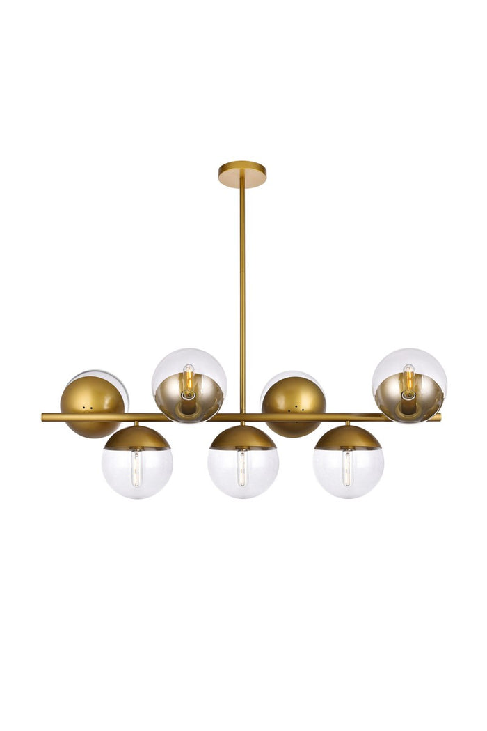Elegant Lighting Seven Light Pendant from the Eclipse collection in Brass And Clear finish