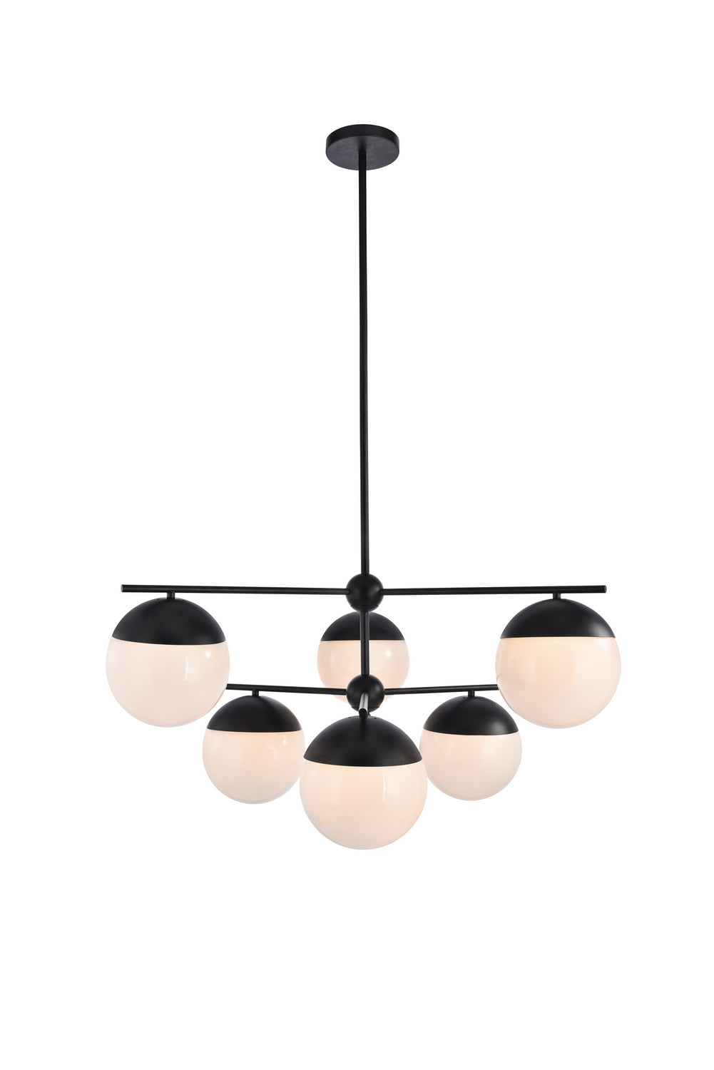 Elegant Lighting - LD6140BK - Six Light Pendant - Eclipse - Black And Frosted White