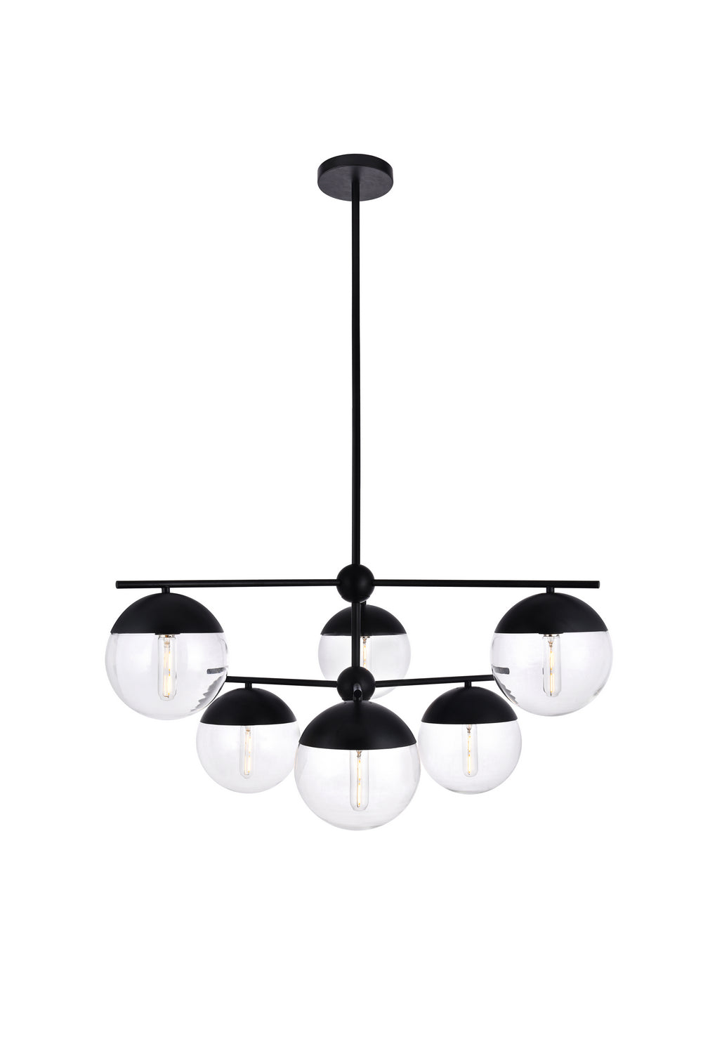Elegant Lighting - LD6141BK - Six Light Pendant - Eclipse - Black And Clear
