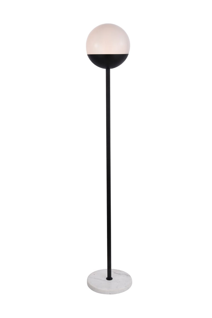 Elegant Lighting One Light Floor Lamp from the Eclipse collection in Black And Frosted White finish