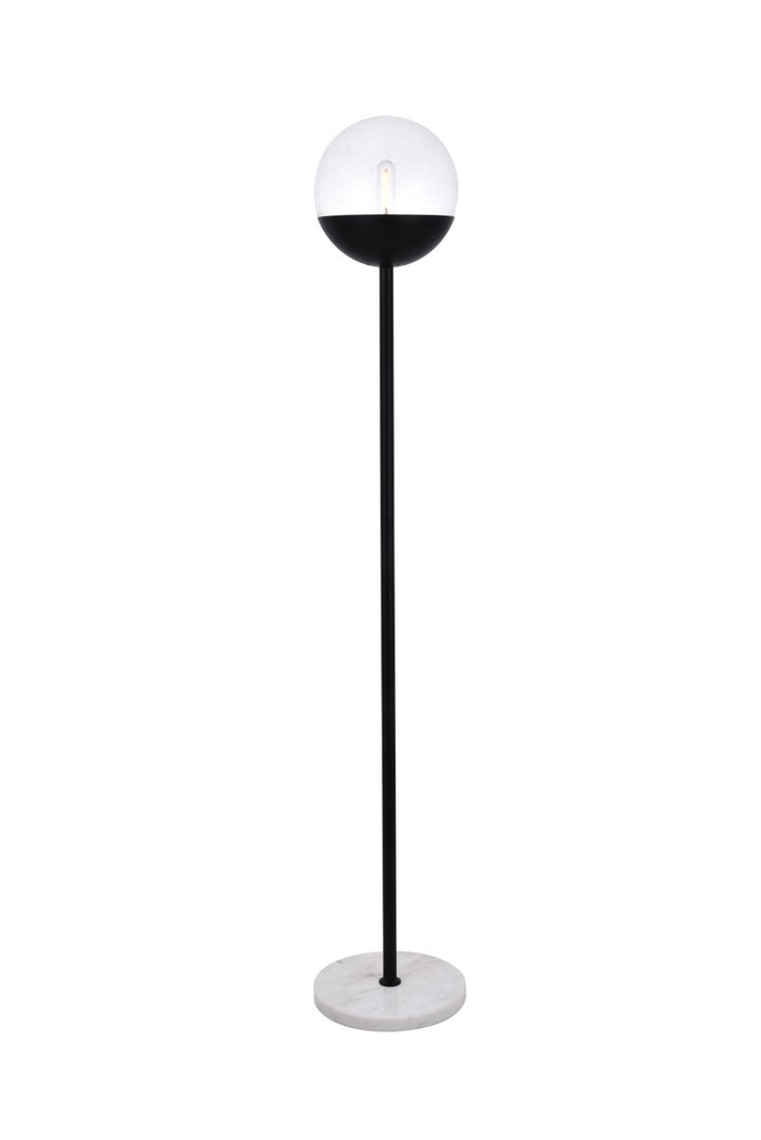Elegant Lighting One Light Floor Lamp from the Eclipse collection in Black And Clear finish