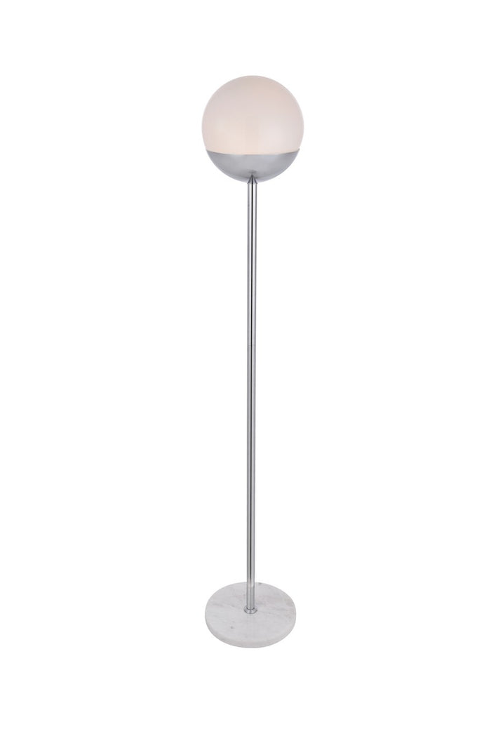 Elegant Lighting One Light Floor Lamp from the Eclipse collection in Chrome And Frosted White finish
