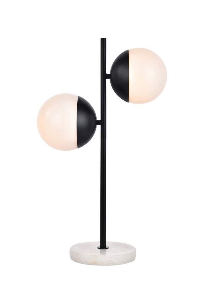 Elegant Lighting Two Light Table Lamp from the Eclipse collection in Black And Frosted White finish