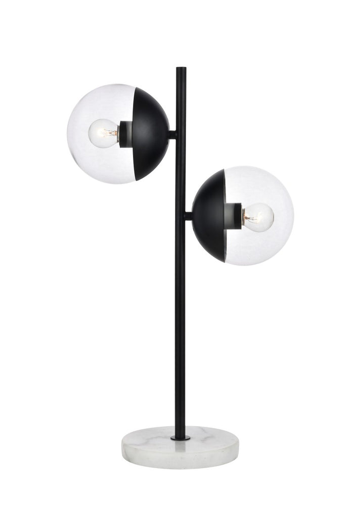 Elegant Lighting Two Light Table Lamp from the Eclipse collection in Black And Clear finish