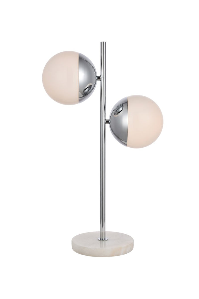Elegant Lighting Two Light Table Lamp from the Eclipse collection in Chrome And Frosted White finish