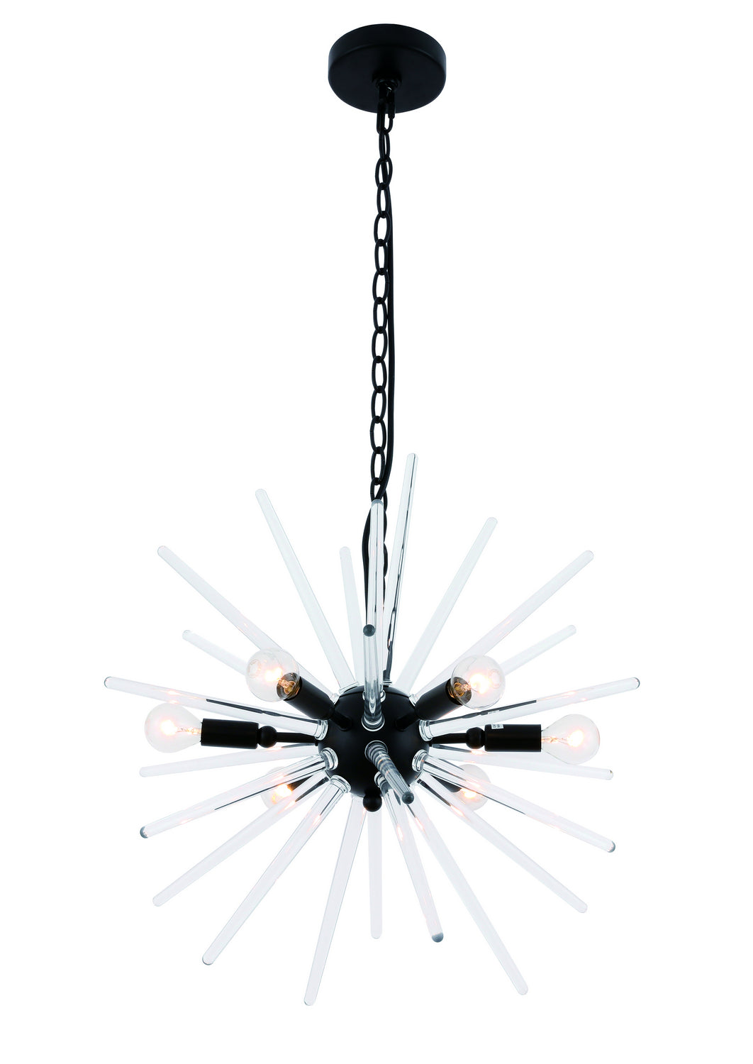 Elegant Lighting - LD7507BK - Six Light Pendant - Horizon - Black And Clear