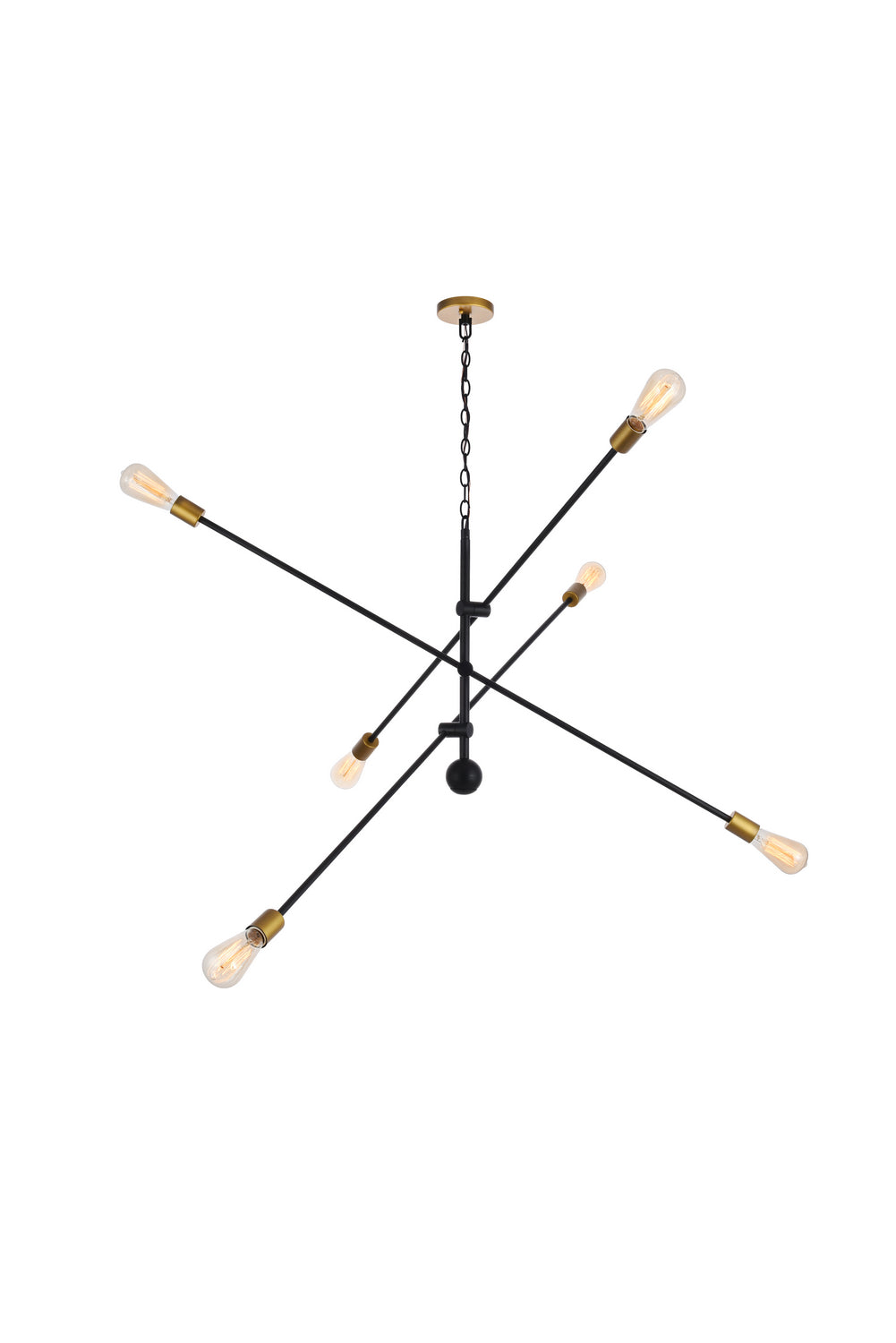 Elegant Lighting - LD8012D55BK - Six Light Pendant - Axel - Black And Brass