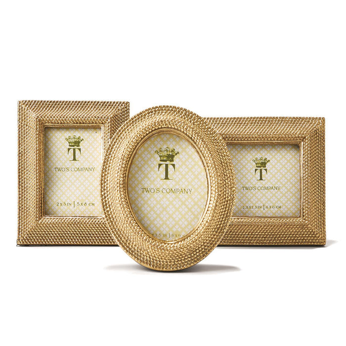 Design Shop Tuileries Golden Dots Photo Frame - Resin/Glass, Set of 3.