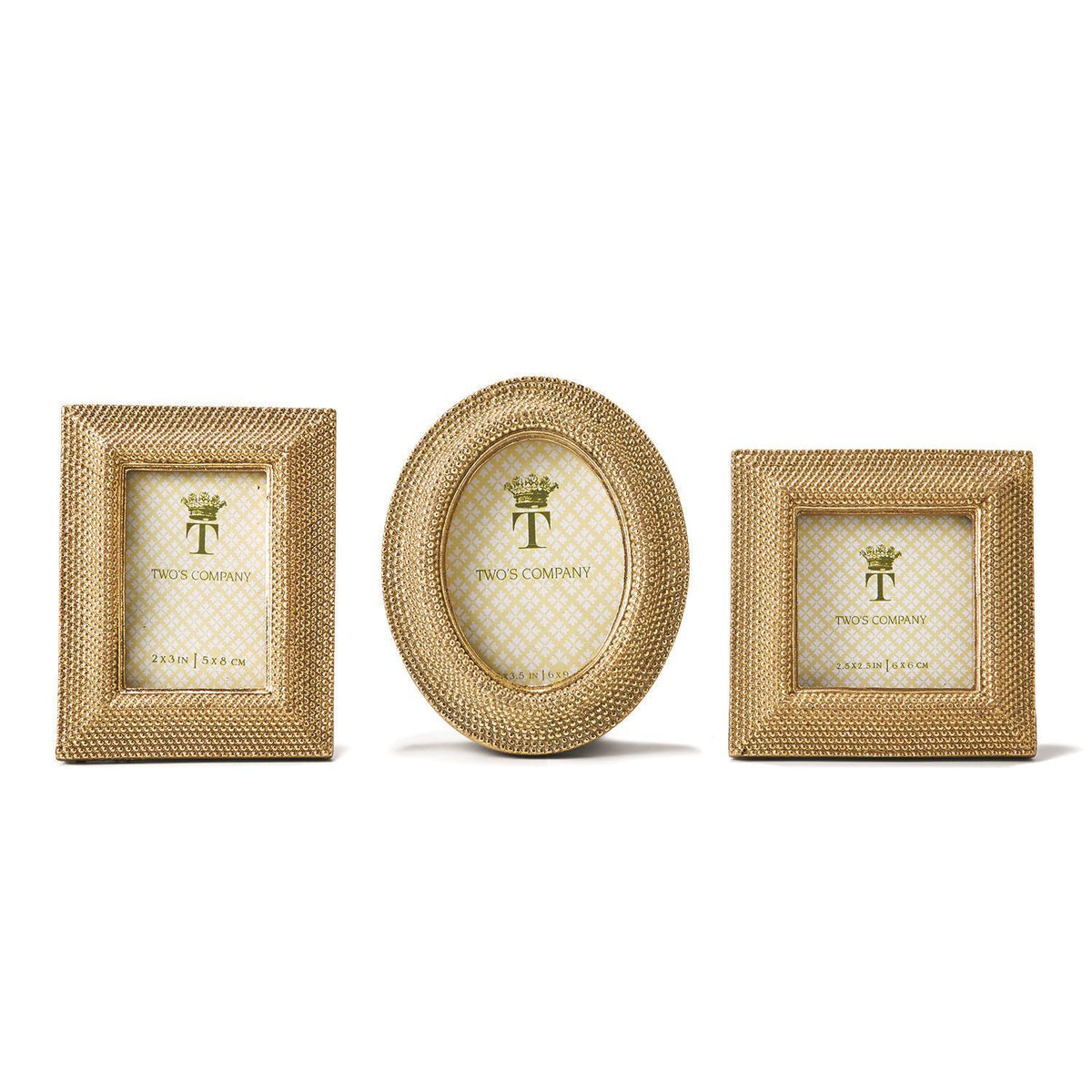 Design Shop Tuileries Golden Dots Photo Frame - Resin/Glass, Set of 3.
