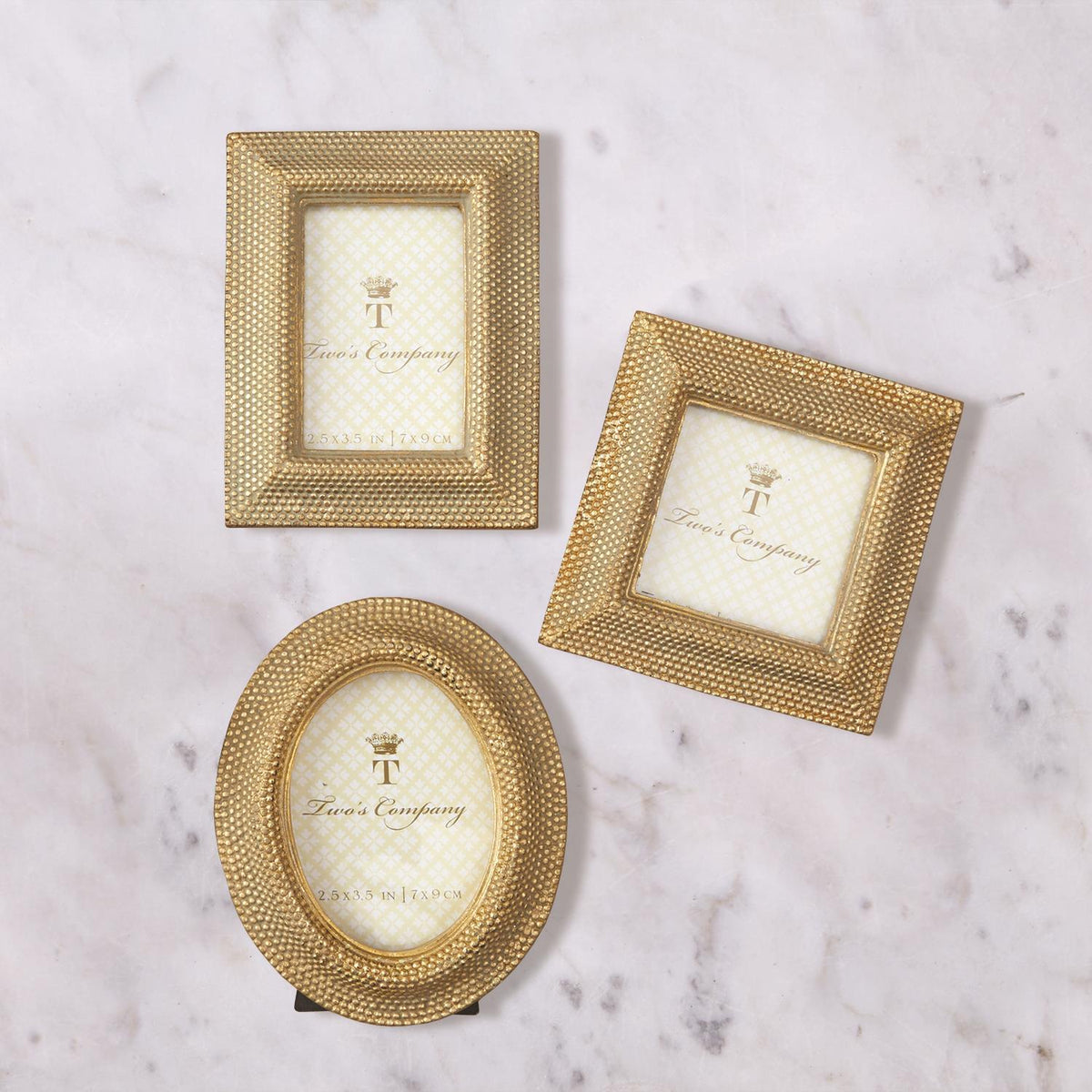Design Shop Tuileries Golden Dots Photo Frame - Resin/Glass, Set of 3.