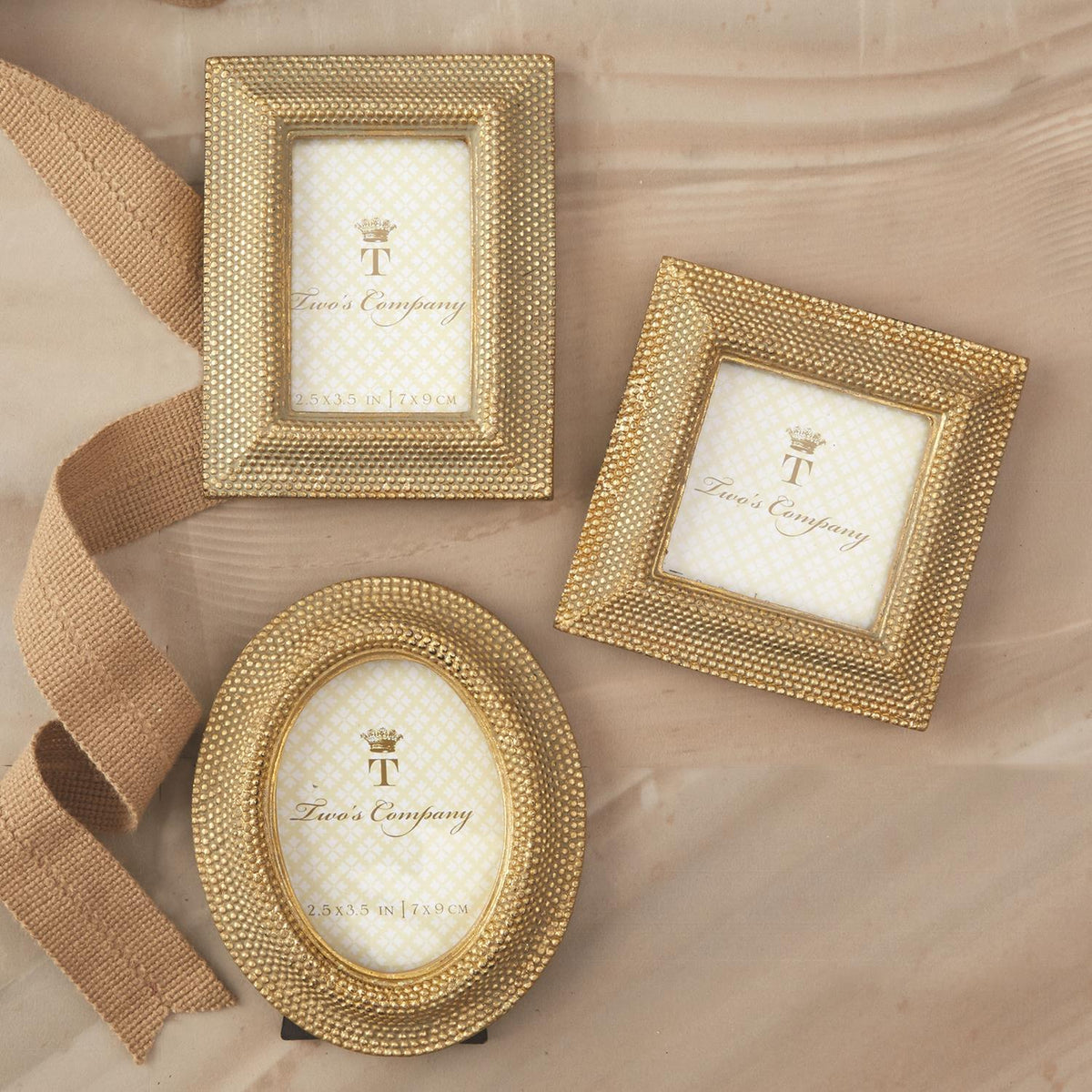 Design Shop Tuileries Golden Dots Photo Frame - Resin/Glass, Set of 3.