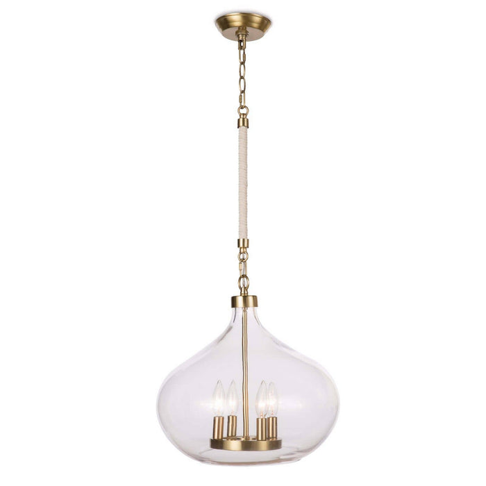 Regina Andrew Four Light Pendant from the Dover collection in Natural Brass finish