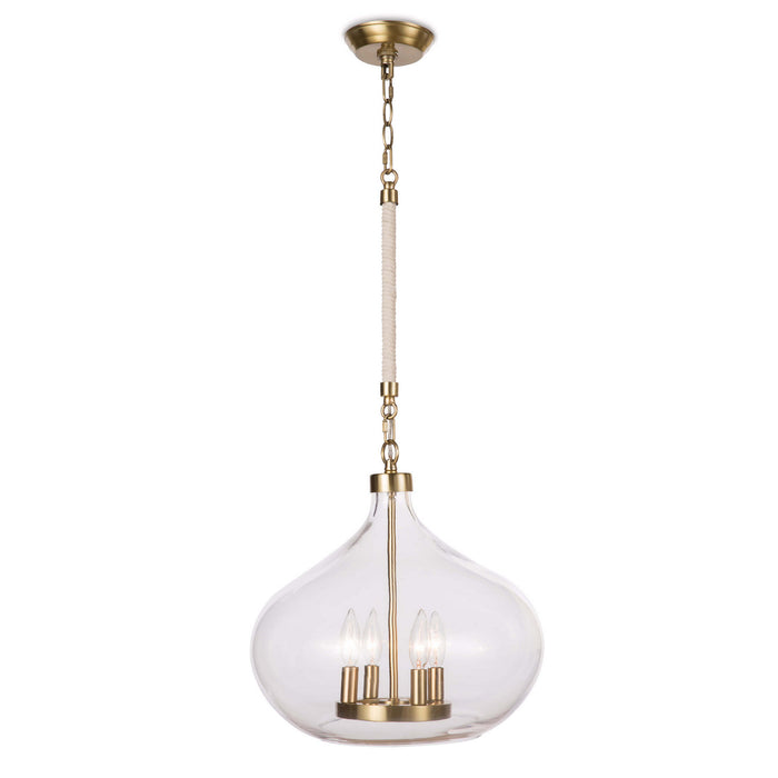Regina Andrew Four Light Pendant from the Dover collection in Natural Brass finish