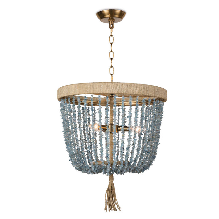 Regina Andrew Three Light Chandelier from the Milos collection in Aqua finish