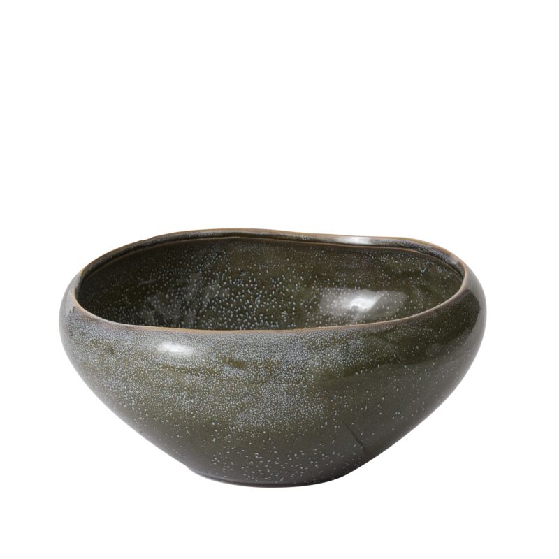 Design Shop Dark-Green Freestone Collection Bowl, 10.5" X 5".