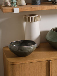 Design Shop Dark-Green Freestone Collection Bowl, 10.5" X 5".