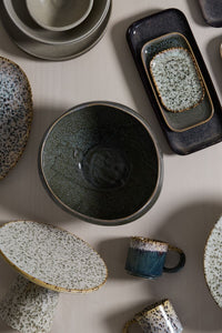 Design Shop Dark-Green Freestone Collection Bowl, 10.5" X 5".