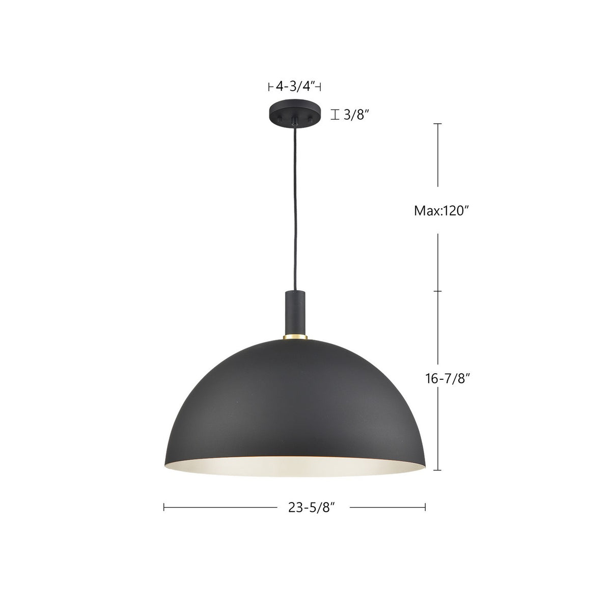 Kuzco Lighting - 492324-BK/GD - One Light Pendant - Archibald - Black With Gold Detail