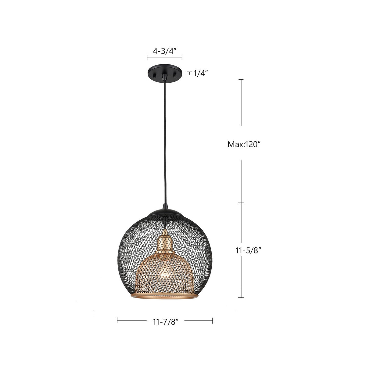 Kuzco Lighting - 494412-BK/GD - One Light Pendant - Gibraltar - Black/Gold