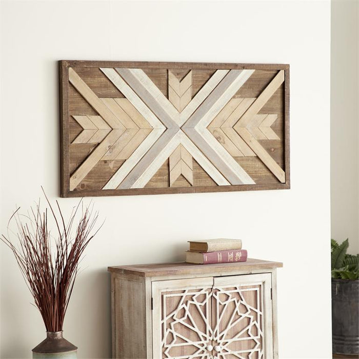Design Shop  Brown Wood Geometric Handmade Southwestern Wall Decor