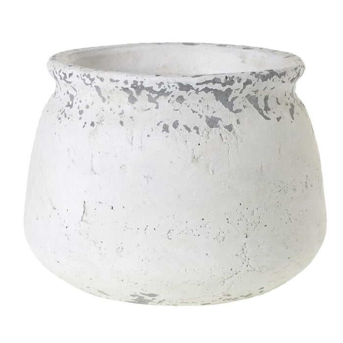 Design Shop White Shabby Pot, 8.5" X 6.25".
