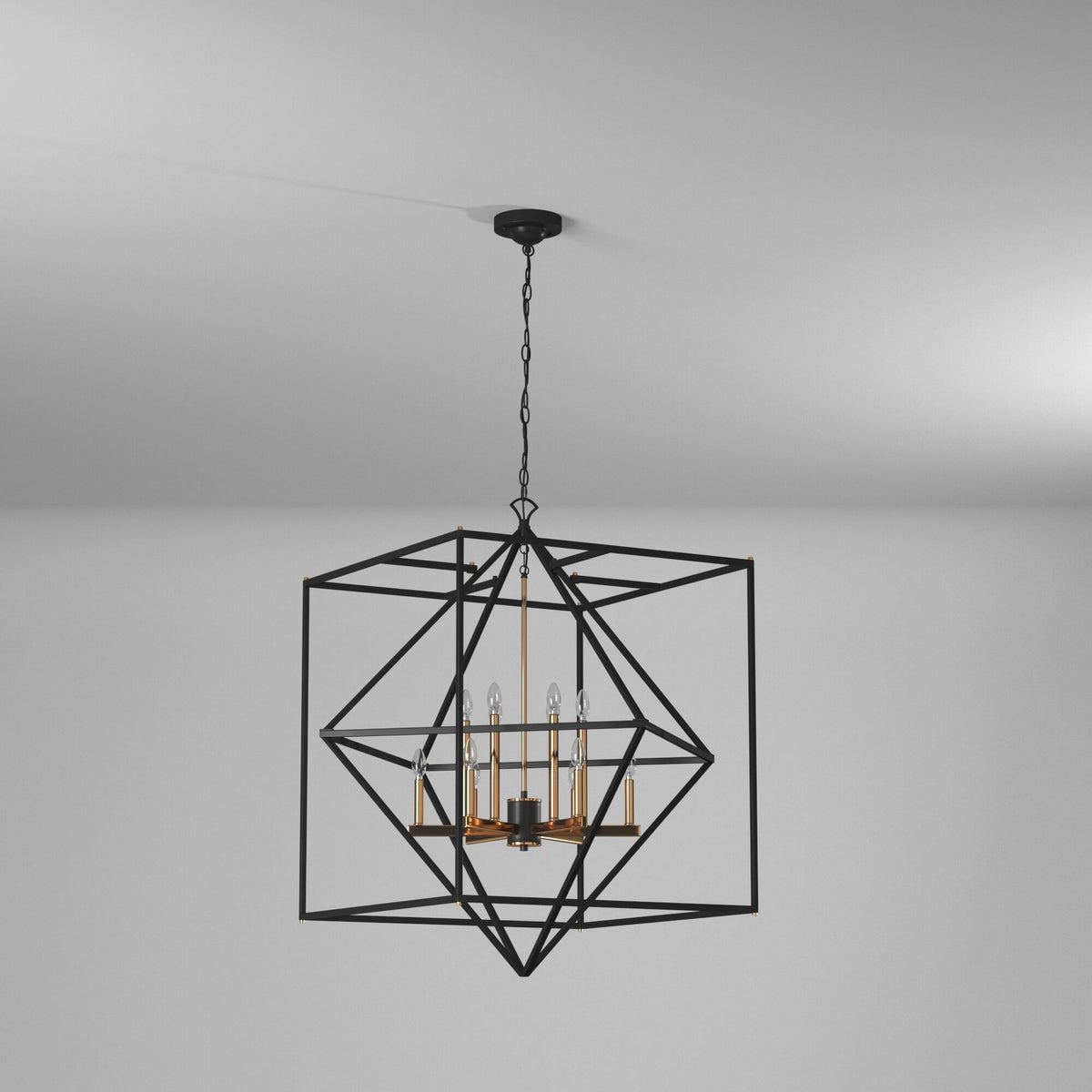 Artcraft - AC11202 - 12 Light Chandelier - Roxton - Matte Black & Harvest Brass