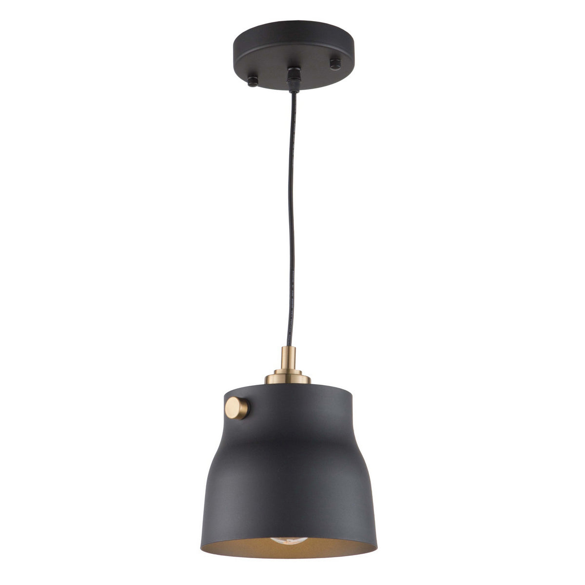 Artcraft One Light Pendant from the Euro Industrial collection in Matte Black & Harvest Brass finish