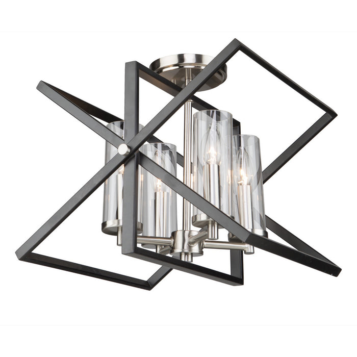 Artcraft Four Light Semi Flush Mount from the Vissini collection in Matte Black & Polished Nickel finish