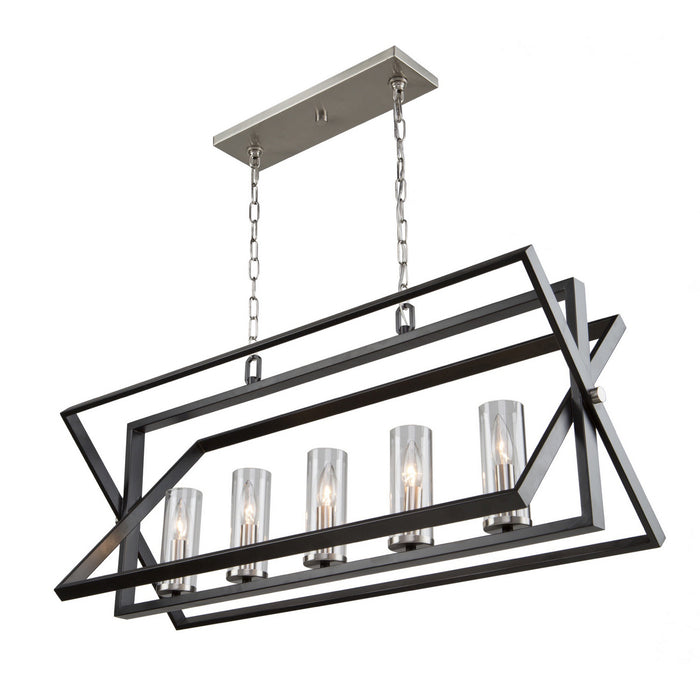 Artcraft Five Light Island Pendant from the Vissini collection in Matte Black & Polished Nickel finish