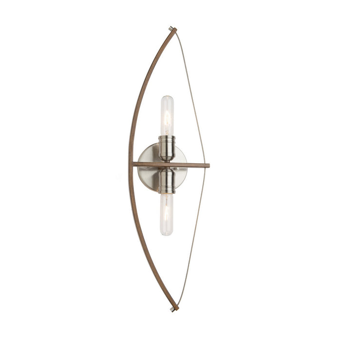 Artcraft Two Light Wall Mount from the Arco collection in Faux Wood & Brushed Nickel finish