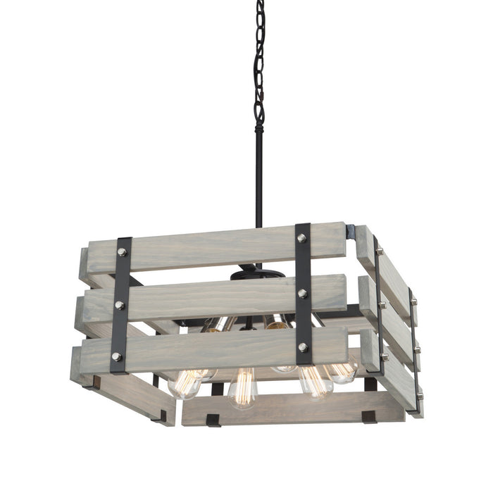 Artcraft Six Light Chandelier from the Barnyard collection in Beach Wood finish