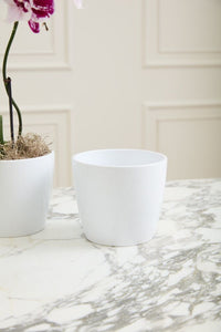 Design Shop White Malibu Pot, 7" X 6".