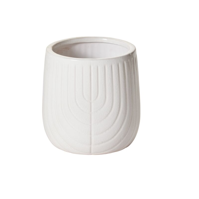 Design Shop White Coronado Pot, 8" X 7.25".