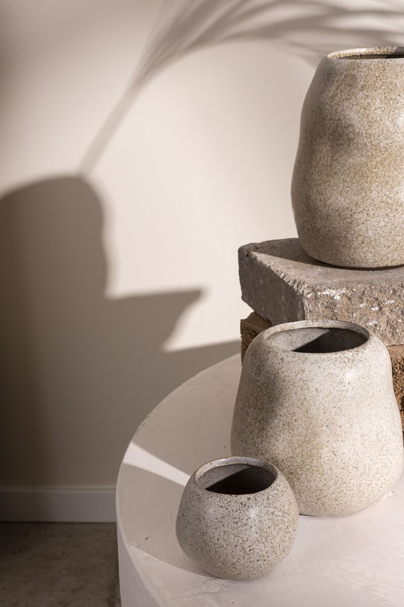 Design Shop Grey Ayer Collection Pot, 4" X 3", Set of 4.