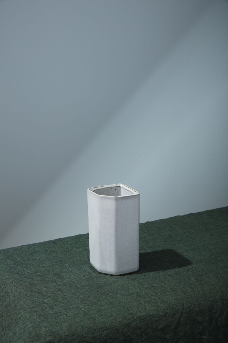 Design Shop Off-White Keystone Vase, 3.75" X 6.5".