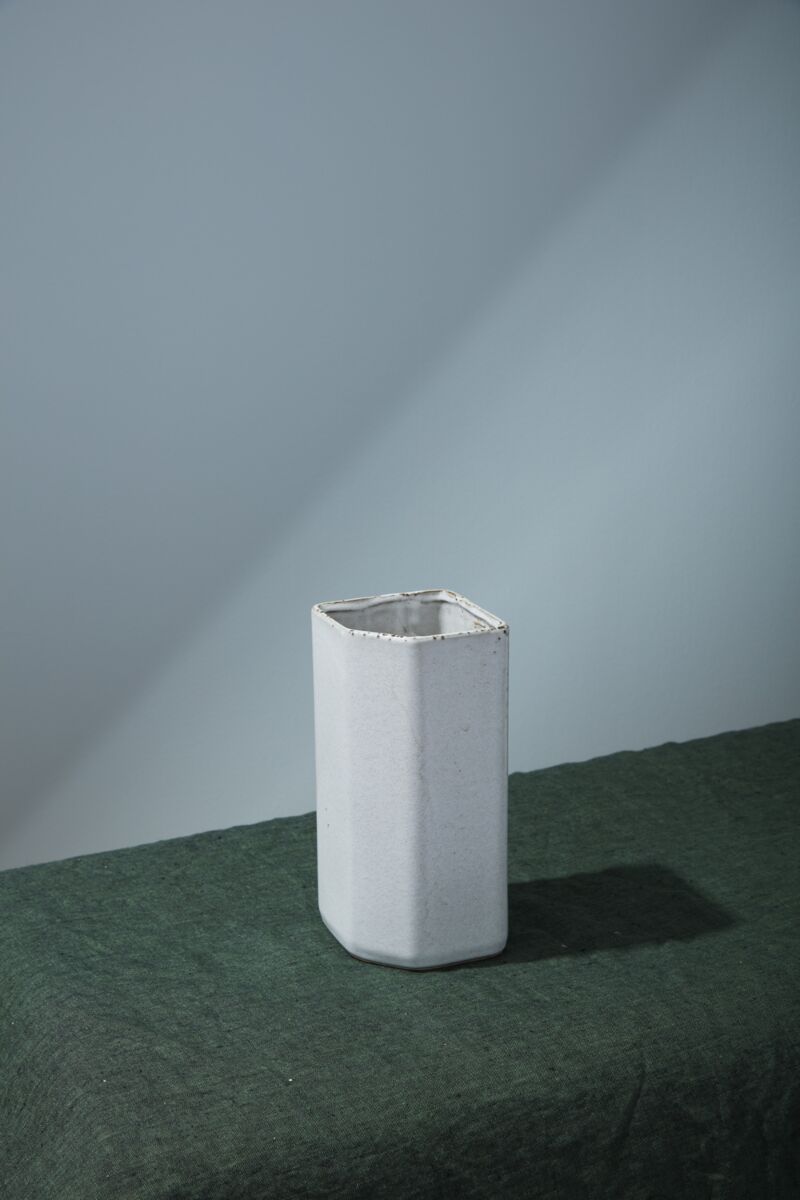 Design Shop Off-White Keystone Vase, 4" X 8"